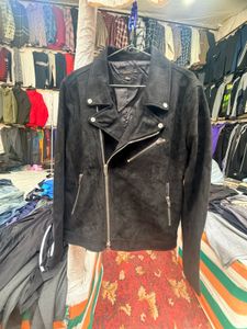 Men's Black Faux Suede Moto Jacket
