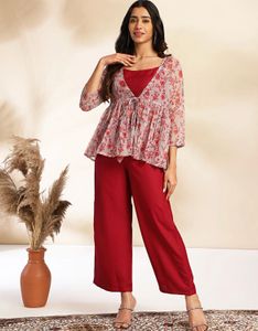 Floral Print Kurta Set with Palazzo