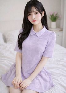 Korean Style Lavender Peplum Top