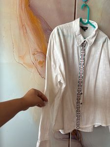 Boho Embroidered Button-Up Shirt