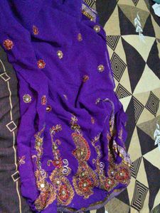 Vibrant Embroidered Silk Saree