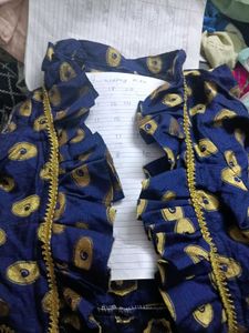 Blue Printed party wear long jacket