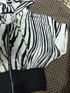 Zebra Print Hooded Jacket