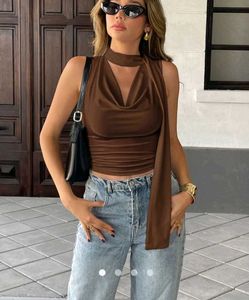 Savana Elegant Brown Halter Neck Top