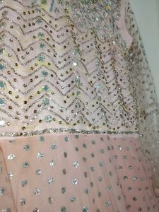 Stunning Pink Sequined Gown with Dupatta