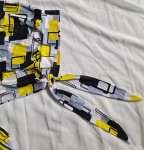 Korean chic Yellow &amp; Black Geometric Print Top
