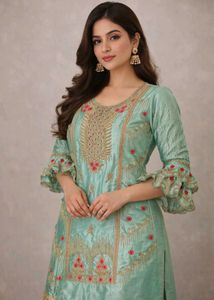 Exquisite Teal Kurta Set with Dupatta