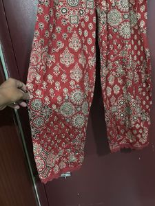 Brick Red Printed Kurta and Pants Set