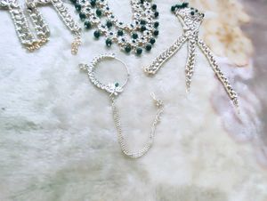 Bridal Jewelry Set - Silver &amp; Green