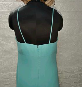 Turquoise spaghetti Strap Gown