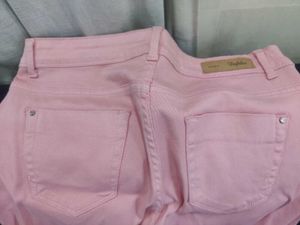dark Pink Distressed Jeans