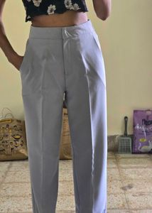 High Waisted Light Grey Trousers