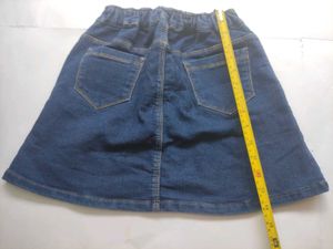 Classic Blue Denim Skirt with Elastic Comfort Wais