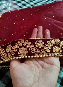Red Embroidered  Dupatta with Heavy Border