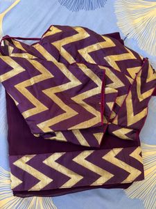 Elegant Purple Saree with Stiched Blouse