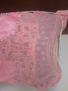 Elegant Pink Gown with churidar &amp; dupatta