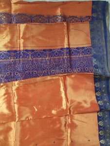 orange wedding tissue Banarasi silk saree