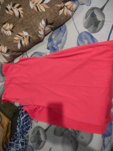 Coral Ruched Sheath Dress medium size