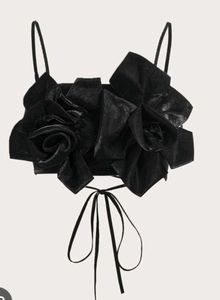 Black Rose Embellished Crop Top