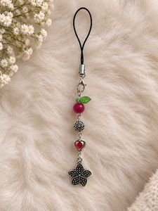 oxidised Flower and Heart Charm