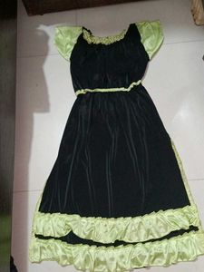 Black &amp; Lime Green Ruffled Dress