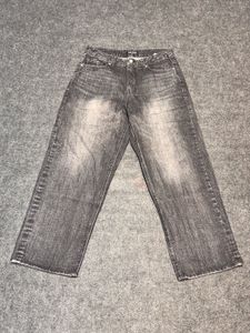 TOFFEE Baggy Wide-Leg Denim Jeans Faded Acid Wash