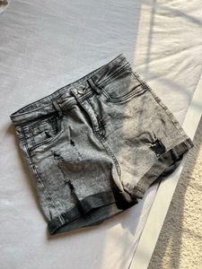 Distressed Wash Denim Shorts