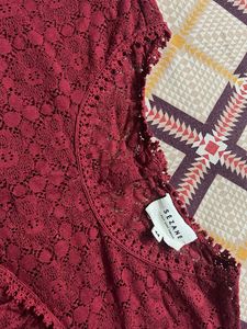 maroon Lace Ruffle Top