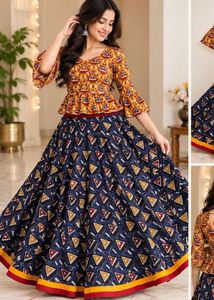 Blue printed ethnic lehenga set