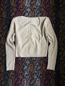 Cream Ribbed Knit pullover