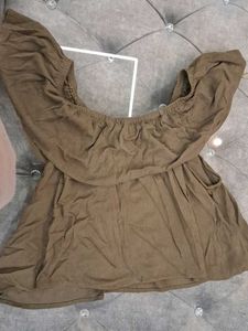 Olive Green Off-the-Shoulder Top