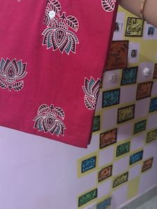 Maroon Printed Kurta with Buttons