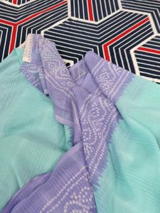 Beautiful Teal Saree with Bandhani Print