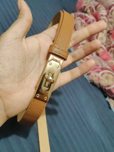 Hermes Kelly gold tan belt