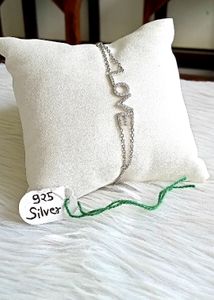 Love Text Diamond Braclet Pure Silver 925