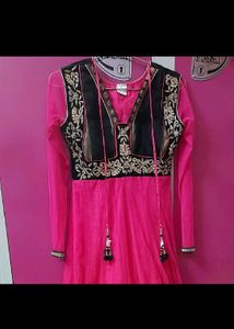 Stunning Pink Anarkali Suit with Black Embroidery