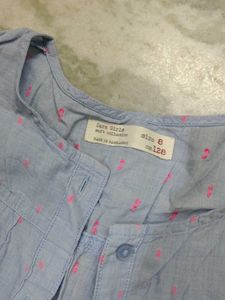 Cute light Blue Printed Button-Up Top