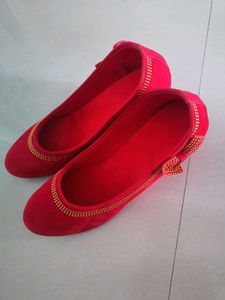 Red Ballet heels with Embellishments