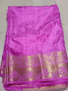 Stunning Pink &amp; Gold Banarasi Saree