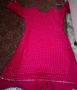 Elegant Pink Embellished Kaftan Kurta