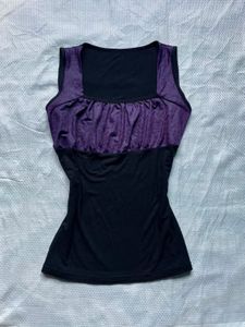 Purple & Black Ruched Tank Top