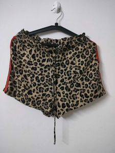 Leopard Print Shorts with Side Stripes