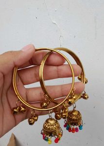 Golden Jhumki Bangles - Adorable Charm!