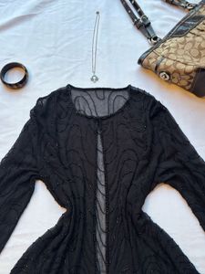 Elegant Beaded Black Blouse