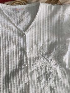 White Textured top with Embroidery