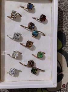 Set of Colorful Gemstone Rings