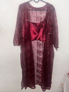 Elegant Burgundy Sequined Set