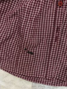 y2k Chic Maroon Checkered Full Sleeve Shirt