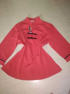 Red Oriental Mask Statement Top