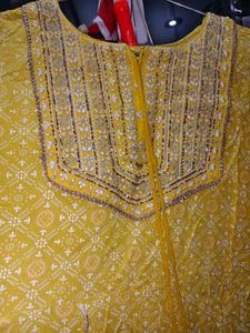 Beautiful Dot Design With Lace Work Kurti
